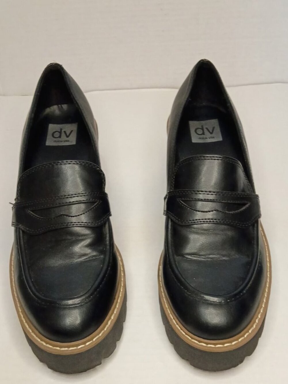 DV by Dolce Vita Tammy Black Chunky Lug Sole Penny Loafers Size 10